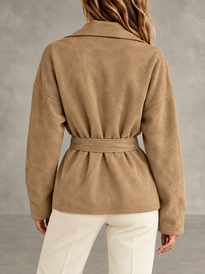 Elegant Belted Suede-Look Jacket