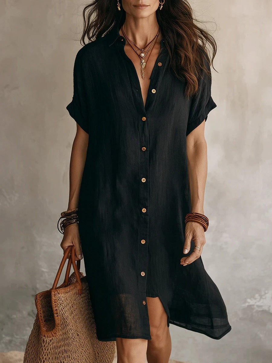 Elegant Button-Down Midi Dress