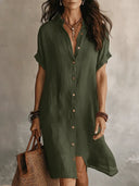 Elegant Button-Down Midi Dress