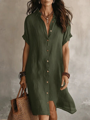 Elegant Button-Down Midi Dress