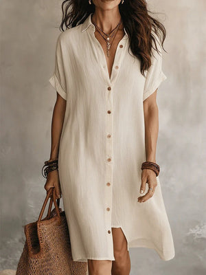 Elegant Button-Down Midi Dress