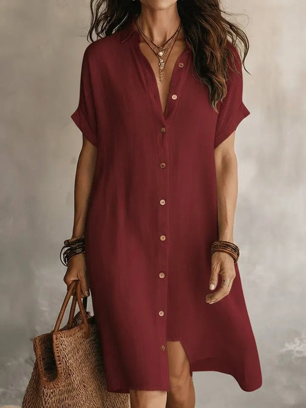 Elegant Button-Down Midi Dress