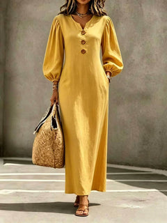 Elegant Button-Front Vacation Maxi Dress