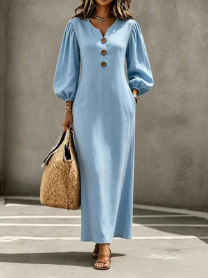 Elegant Button-Front Vacation Maxi Dress