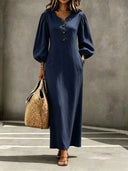 Elegant Button-Front Vacation Maxi Dress