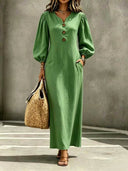 Elegant Button-Front Vacation Maxi Dress
