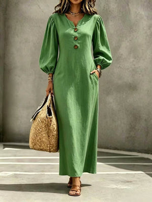 Elegant Button-Front Vacation Maxi Dress