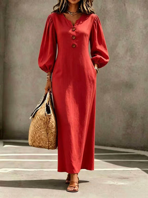 Elegant Button-Front Vacation Maxi Dress