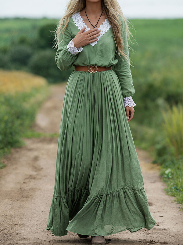 Elegant Cotton Linen Flowy Long Dress
