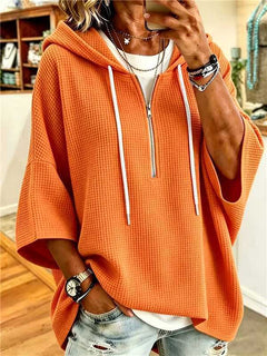 Elegant Everyday Waffle Zip-Up Hoodie