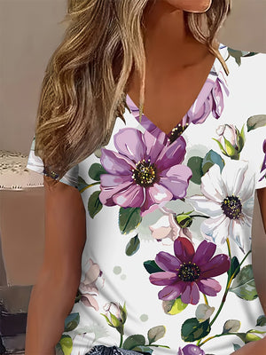 Elegant Floral Short-Sleeve Top