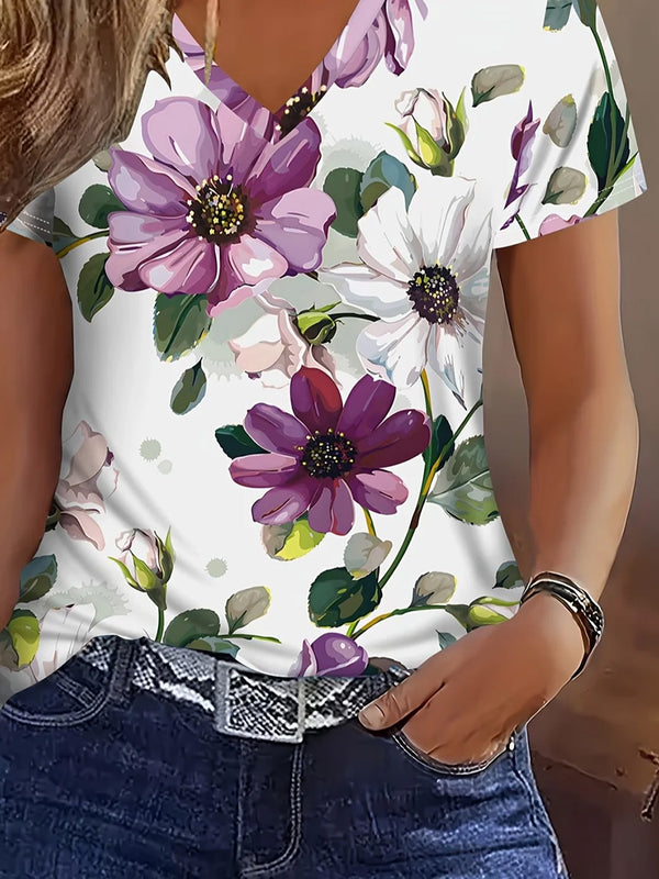 Elegant Floral Short-Sleeve Top