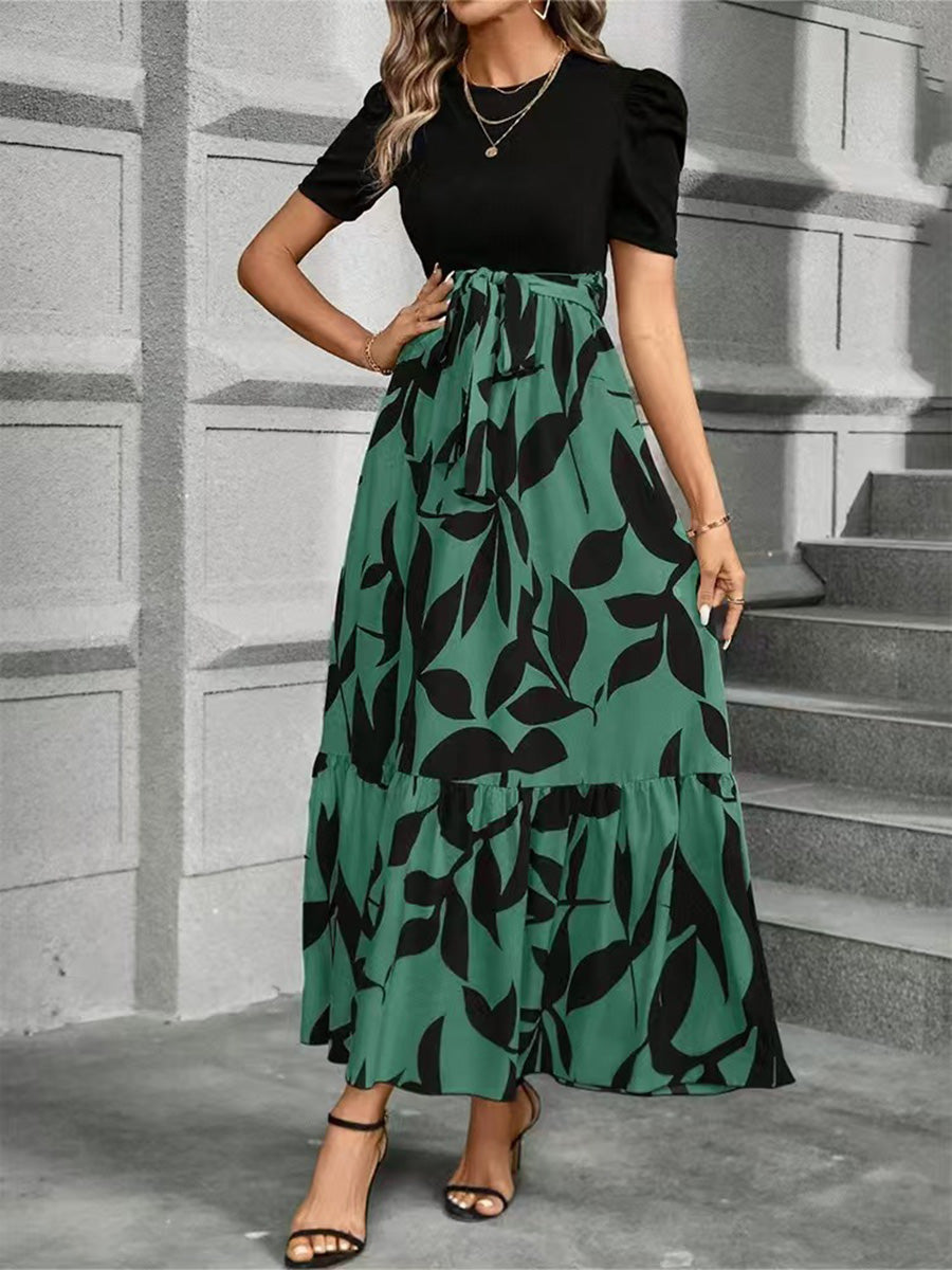 Elegant Floral Short Sleeve Maxi Dress