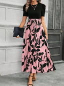 Elegant Floral Short Sleeve Maxi Dress