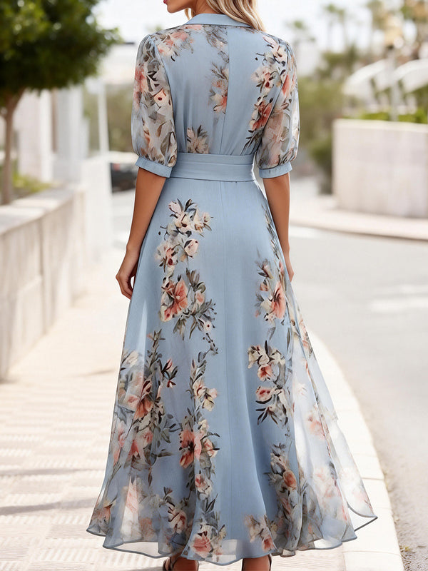 Elegant Floral V-Neck Maxi Dress