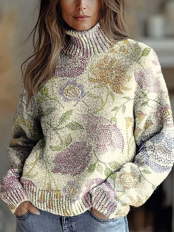 Elegant High-Neck Floral Print Top