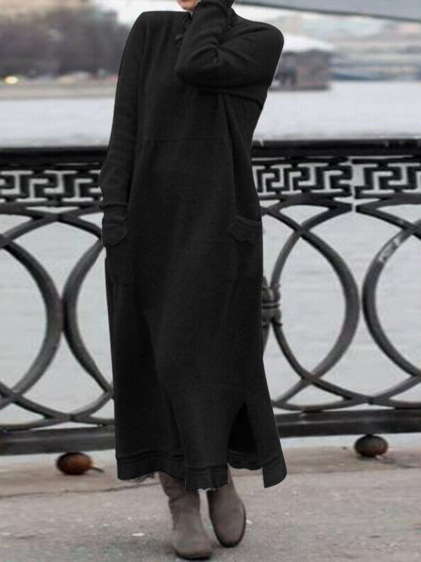 Elegant Lace-Trimmed Winter Dress