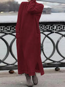 Elegant Lace-Trimmed Winter Dress