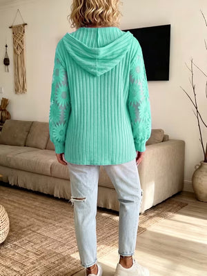 Elegant Lace Knit Hooded Top