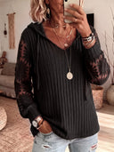 Elegant Lace Knit Hooded Top