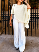 Elegant Open Weave Knit Layering Poncho