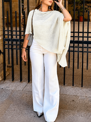 Elegant Open Weave Knit Layering Poncho