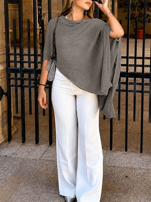 Elegant Open Weave Knit Layering Poncho