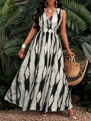 Elegant Printed Sleeveless Maxi Dress