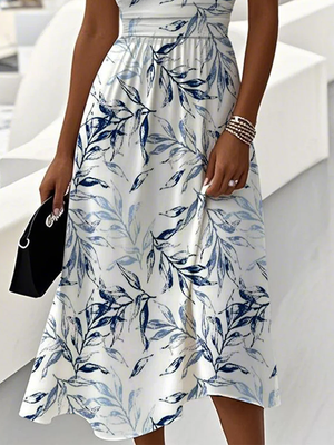 Elegant Printed V-Neck Midi Dress