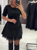 Elegant Round-Neck Embellished Dress