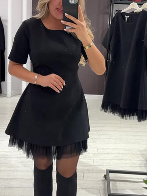 Elegant Round-Neck Embellished Dress