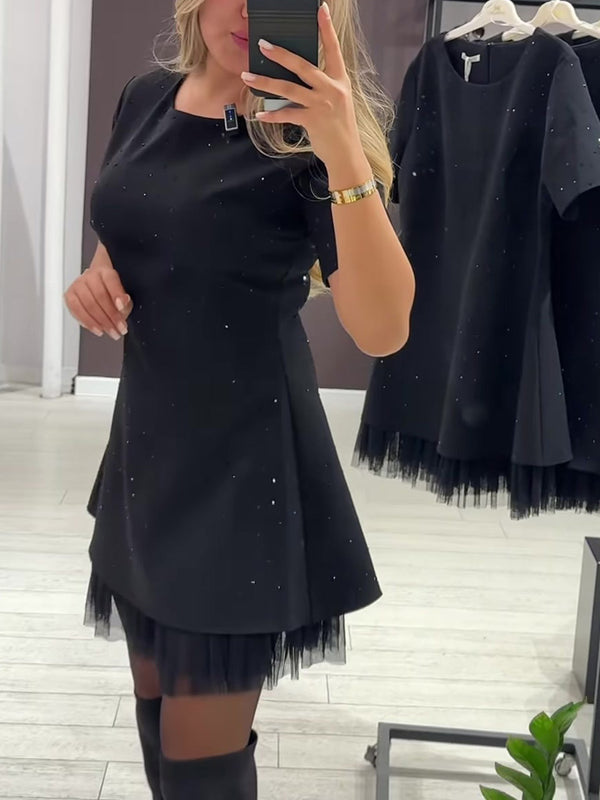 Elegant Round-Neck Embellished Dress