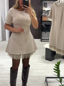 Elegant Round-Neck Embellished Dress