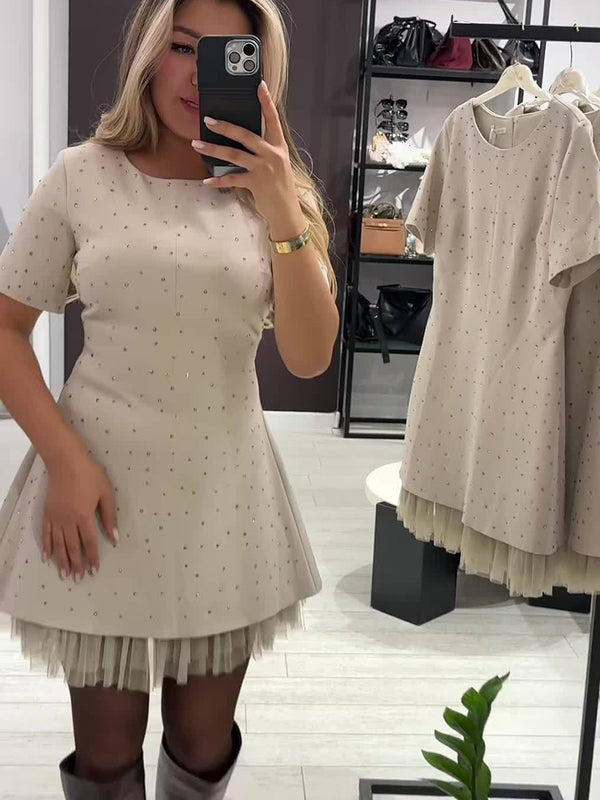 Elegant Round-Neck Embellished Dress