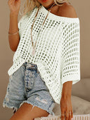 Elegant Short Sleeve Openwork Knit Top