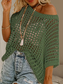Elegant Short Sleeve Openwork Knit Top