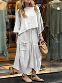 Elegant Solid Color Two-Piece Dress Set