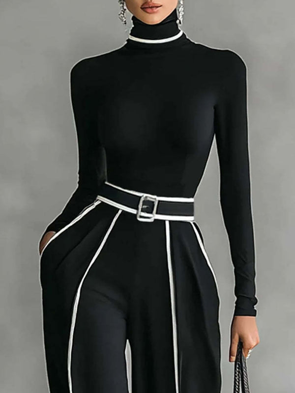 Elegant Stand Collar Two-Piece Set