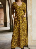Elegant V-Neck Printed Dress