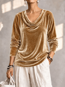 Elegant Velvet Cowl Neck Top