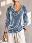 Elegant Velvet Cowl Neck Top