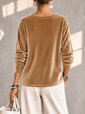 Elegant Velvet Cowl Neck Top