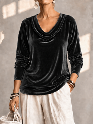 Elegant Velvet Cowl Neck Top