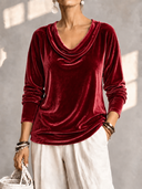 Elegant Velvet Cowl Neck Top