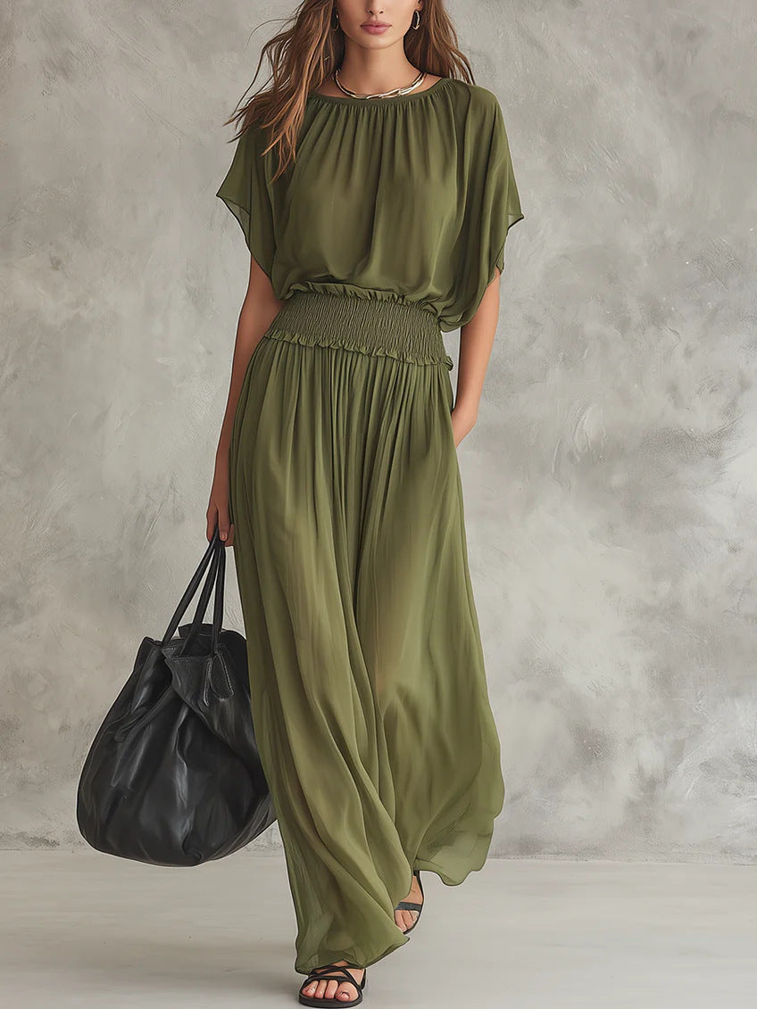 Elegant Waist-Cinched Maxi Dress