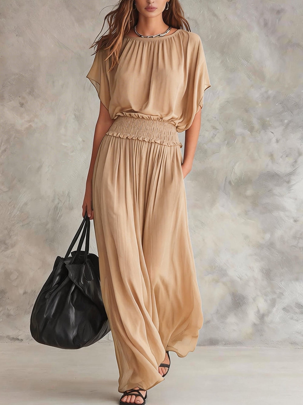 Elegant Waist-Cinched Maxi Dress