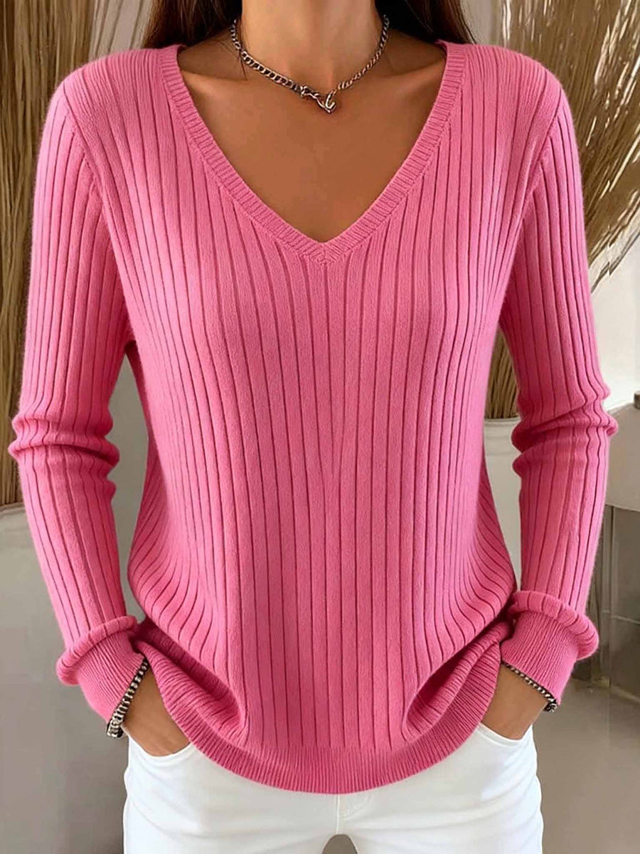 Essential Long-Sleeve V-Neck Sweater