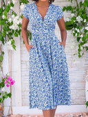 Everyday Elegance Boho V-Neck Midi Dress