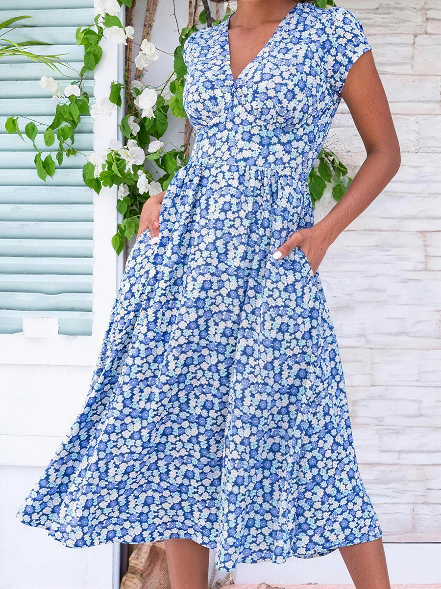 Everyday Elegance Boho V-Neck Midi Dress