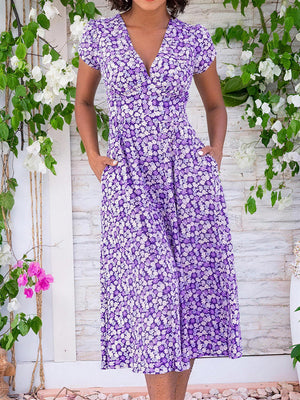 Everyday Elegance Boho V-Neck Midi Dress